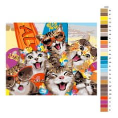 Malujsi Maľovanie podľa čísel - Dovolenka mačiek - 100x80 cm, bez dreveného rámu