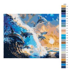 Malujsi Maľovanie podľa čísel - Predstavenie delfínov - 100x80 cm, plátno vypnuté na rám