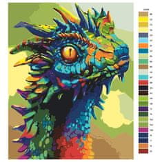 Malujsi Maľovanie podľa čísel - Farebný drak - 80x100 cm, bez dreveného rámu