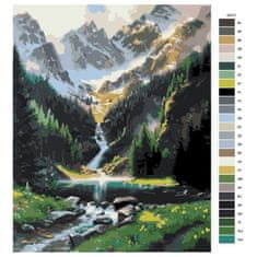 Malujsi Maľovanie podľa čísel - Magický horský vodopád - 80x100 cm, bez dreveného rámu