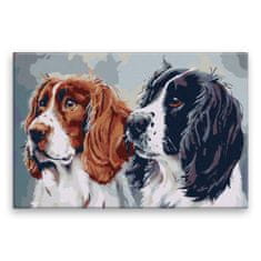 Malujsi Maľovanie podľa čísel - Dvaja roztomilí psi - 120x80 cm, bez dreveného rámu