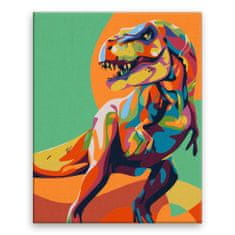 Malujsi Maľovanie podľa čísel - Farebný dinosaurus - 80x100 cm, bez dreveného rámu