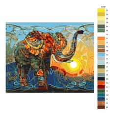 Malujsi Maľovanie podľa čísel - Slon pri západe slnka - 100x80 cm, plátno vypnuté na rám