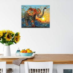 Malujsi Maľovanie podľa čísel - Slon pri západe slnka - 100x80 cm, plátno vypnuté na rám
