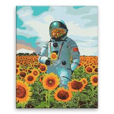 Malujsi Maľovanie podľa čísel - Astronaut v slnečniciach - 80x100 cm, plátno vypnuté na rám