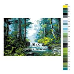 Malujsi Maľovanie podľa čísel - Zelený les s riekou - 60x40 cm, plátno vypnuté na rám