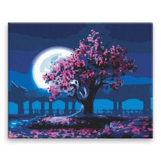 Malujsi Maľovanie podľa čísel - Kvitnúci strom v japonskej záhrade - 100x80 cm, bez dreveného rámu