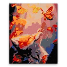 Malujsi Maľovanie podľa čísel - Líška a motýle - 80x100 cm, plátno vypnuté na rám