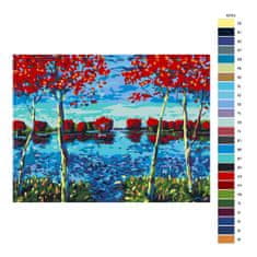 Malujsi Maľovanie podľa čísel - Stromy týčiace sa nad jazerom - 80x60 cm, plátno vypnuté na rám