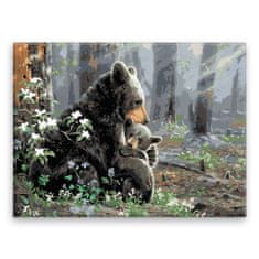 Malujsi Maľovanie podľa čísel - Medvedia láska - 40x30 cm, bez dreveného rámu