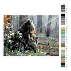 Malujsi Maľovanie podľa čísel - Medvedia láska - 40x30 cm, bez dreveného rámu