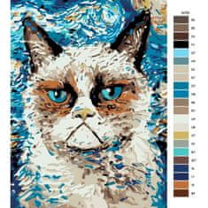 Malujsi Maľovanie podľa čísel - Mačka Grumpy - 30x40 cm, bez dreveného rámu