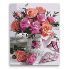 Malujsi Maľovanie podľa čísel - Váza plná ruží - 80x100 cm, plátno vypnuté na rám