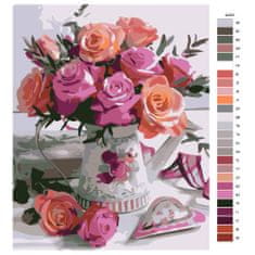 Malujsi Maľovanie podľa čísel - Váza plná ruží - 80x100 cm, plátno vypnuté na rám