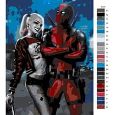 Malujsi Maľovanie podľa čísel - Harley Quinn a Deadpool - 80x120 cm, bez dreveného rámu