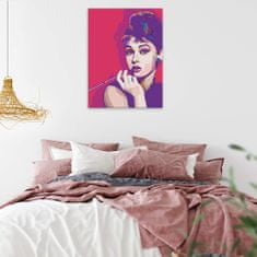 Malujsi Maľovanie podľa čísel - Audrey Hepburn v červenom pozadí - 60x80 cm, plátno vypnuté na rám