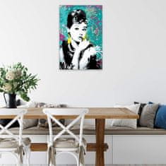 Malujsi Maľovanie podľa čísel - Audrey Hepburn na farebnom pozadí - 40x60 cm, plátno vypnuté na rám