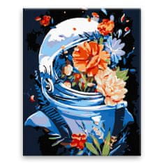 Malujsi Maľovanie podľa čísel - Astronaut plný kvetov - 80x100 cm, plátno vypnuté na rám