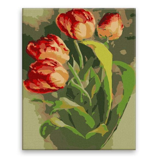 Malujsi Maľovanie podľa čísel - Štyri tulipány - 80x100 cm, plátno vypnuté na rám