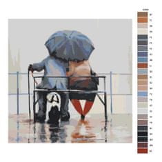Malujsi Maľovanie podľa čísel - Traja pod dáždnikom - 80x80 cm, plátno vypnuté na rám
