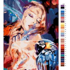 Malujsi Maľovanie podľa čísel - Dievča v tieni papagája - 80x120 cm, bez dreveného rámu