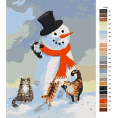 Malujsi Maľovanie podľa čísel - Mačiatka a snehuliak - 40x60 cm, bez dreveného rámu