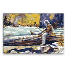 Malujsi Maľovanie podľa čísel - Rybár s brašňou - 120x80 cm, bez dreveného rámu