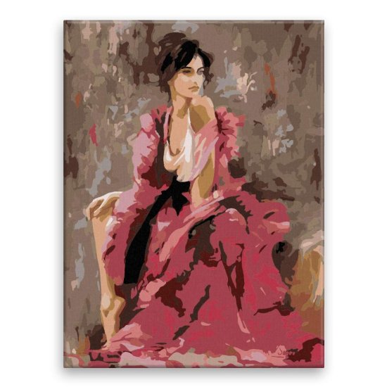 Malujsi Maľovanie podľa čísel - Póza v ružovej farbe - 30x40 cm, bez dreveného rámu
