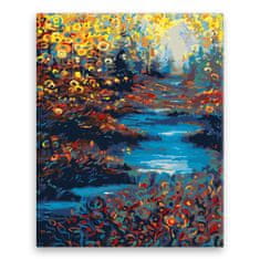 Malujsi Maľovanie podľa čísel - Rieka obklopená farbami - 80x100 cm, plátno vypnuté na rám
