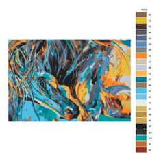 Malujsi Maľovanie podľa čísel - Kôň v modrej a žltej farbe - 120x80 cm, plátno vypnuté na rám