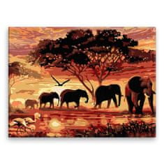 Malujsi Maľovanie podľa čísel - Západ slnka v Afrike - 80x60 cm, plátno vypnuté na rám