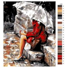 Malujsi Maľovanie podľa čísel - Dievča s dáždnikom na schodoch - 80x100 cm, plátno vypnuté na rám