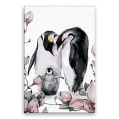 Malujsi Maľovanie podľa čísel - Rodina tučniakov - 80x120 cm, bez dreveného rámu
