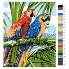 Malujsi Maľovanie podľa čísel - Dva papagáje - 80x100 cm, plátno vypnuté na rám