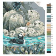 Malujsi Maľovanie podľa čísel - Vydry a kačice na vode - 80x100 cm, plátno vypnuté na rám