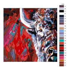 Malujsi Maľovanie podľa čísel - Zubor s červeným pozadím - 40x40 cm, bez dreveného rámu
