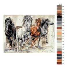Malujsi Maľovanie podľa čísel - Štyri kone - 80x60 cm, plátno vypnuté na rám