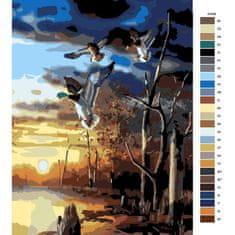 Malujsi Maľovanie podľa čísel - Kačice nad rybníkom - 30x40 cm, bez dreveného rámu