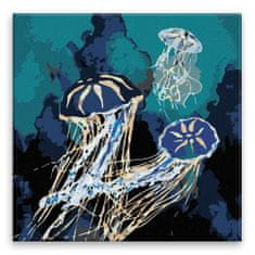 Malujsi Maľovanie podľa čísel - Zlatá žiarivá medúza - 80x80 cm, plátno vypnuté na rám
