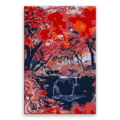 Maľovanie podľa čísel - Červený les - 40x60 cm, bez dreveného rámu