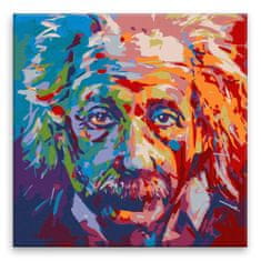 Malujsi Maľovanie podľa čísel - Albert Einstein vo farbách - 40x40 cm, bez dreveného rámu