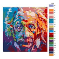 Malujsi Maľovanie podľa čísel - Albert Einstein vo farbách - 40x40 cm, bez dreveného rámu