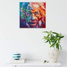 Malujsi Maľovanie podľa čísel - Albert Einstein vo farbách - 40x40 cm, bez dreveného rámu