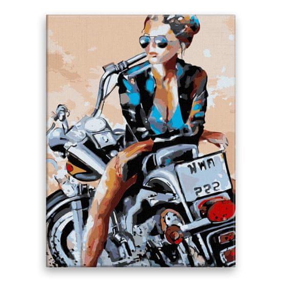 Malujsi Maľovanie podľa čísel - Kráska na motorke - 60x80 cm, bez dreveného rámu