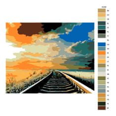 Malujsi Maľovanie podľa čísel - Koľaje v západe slnka - 50x40 cm, plátno vypnuté na rám