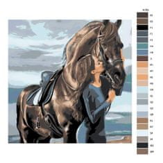 Malujsi Maľovanie podľa čísel - Bozk na koňa - 40x40 cm, bez dreveného rámu