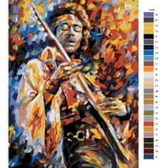 Malujsi Maľovanie podľa čísel - Jimi Hendrix s gitarou - 80x120 cm, bez dreveného rámu