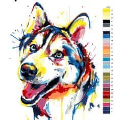 Malujsi Maľovanie podľa čísel - Husky vo farbách - 80x120 cm, bez dreveného rámu