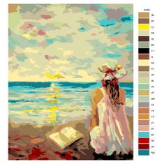 Malujsi Maľovanie podľa čísel - Dievča s knihou na pláži - 80x100 cm, plátno vypnuté na rám