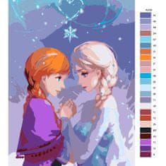 Malujsi Maľovanie podľa čísel - Elsa a Anna - 80x120 cm, bez dreveného rámu